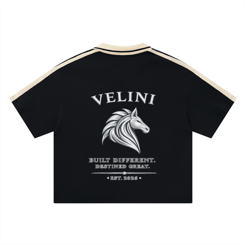 Velini Color Block Polo Shirt- Black/Cream