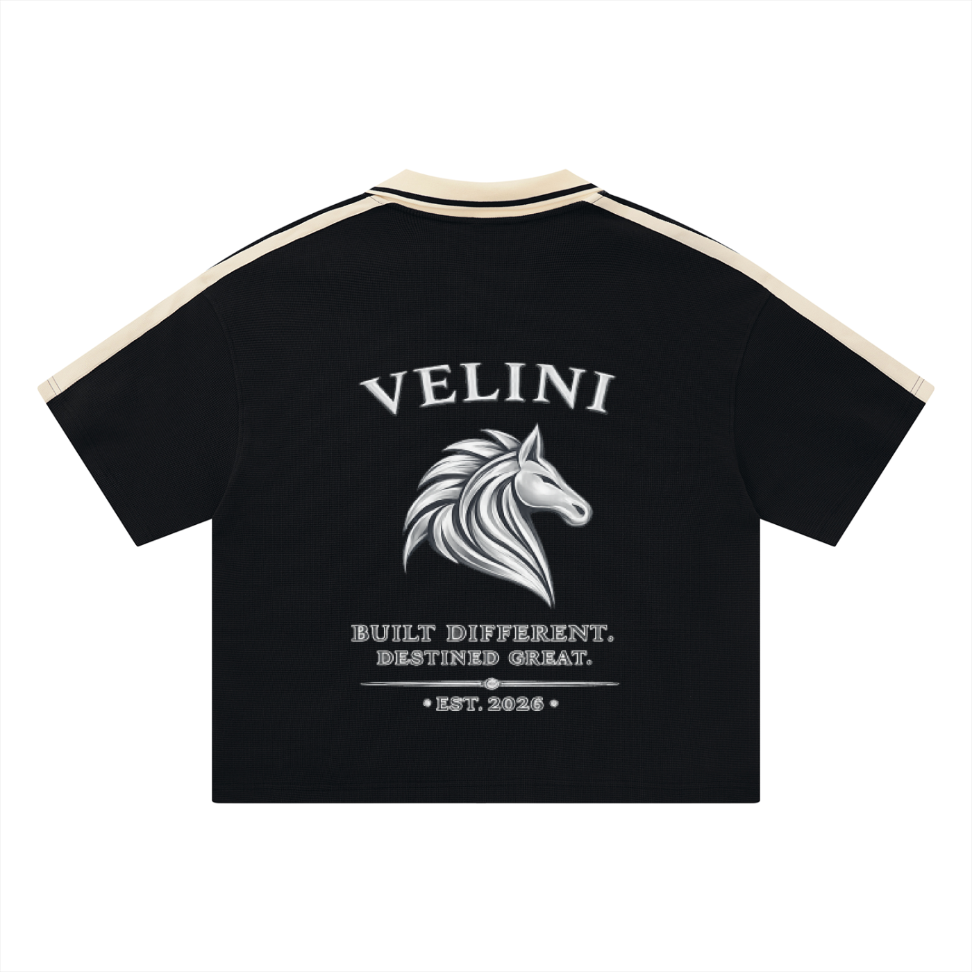 Velini Color Block Polo Shirt- Black/Cream