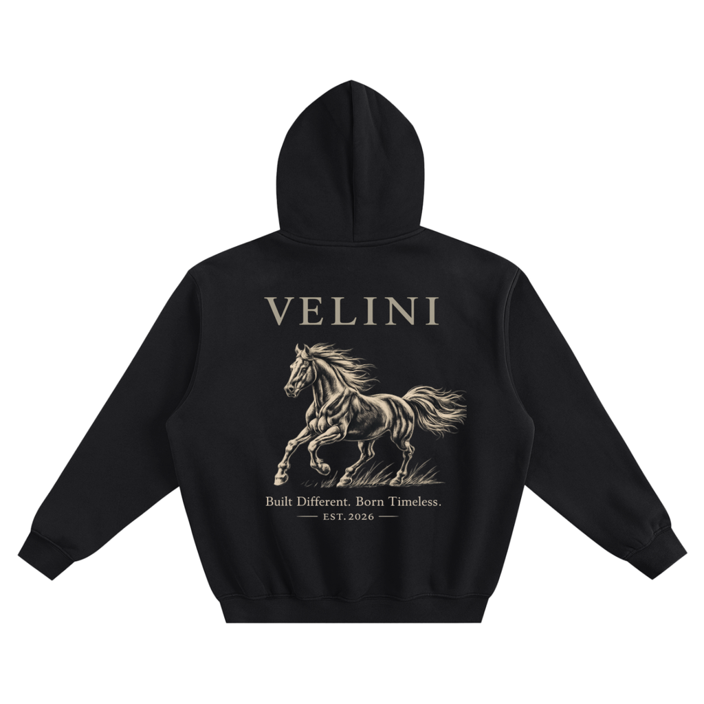 Velini Fleeced Boxy Hoodie - Black