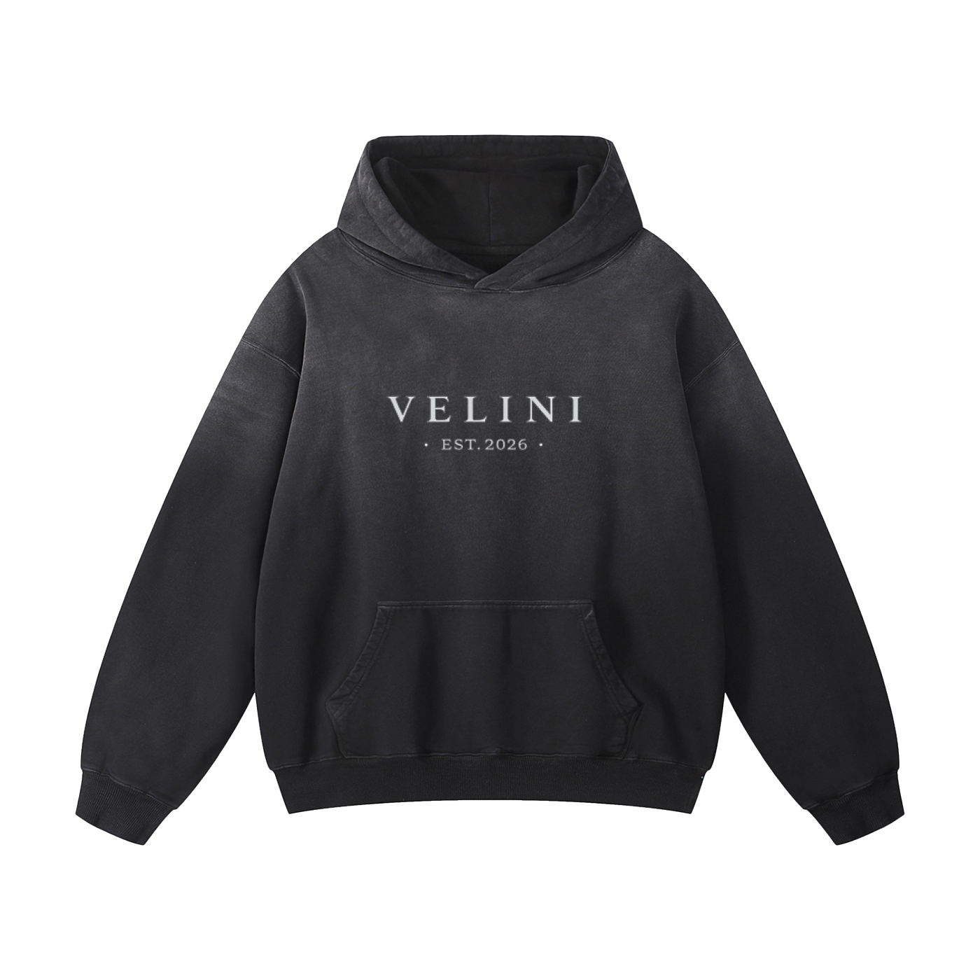 Velini Heavyweight Sunfade Oversized Hoodie - Black