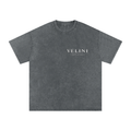 Velini Boxy Washed Oversized Cotton Tee - Dark Grey