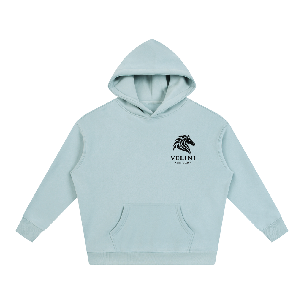 Velini Oversize Fleeced Hoodie - Light Blue