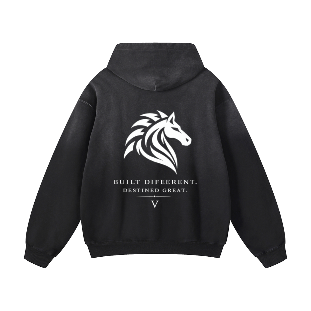 Velini Heavyweight Sunfade Oversized Hoodie - Black