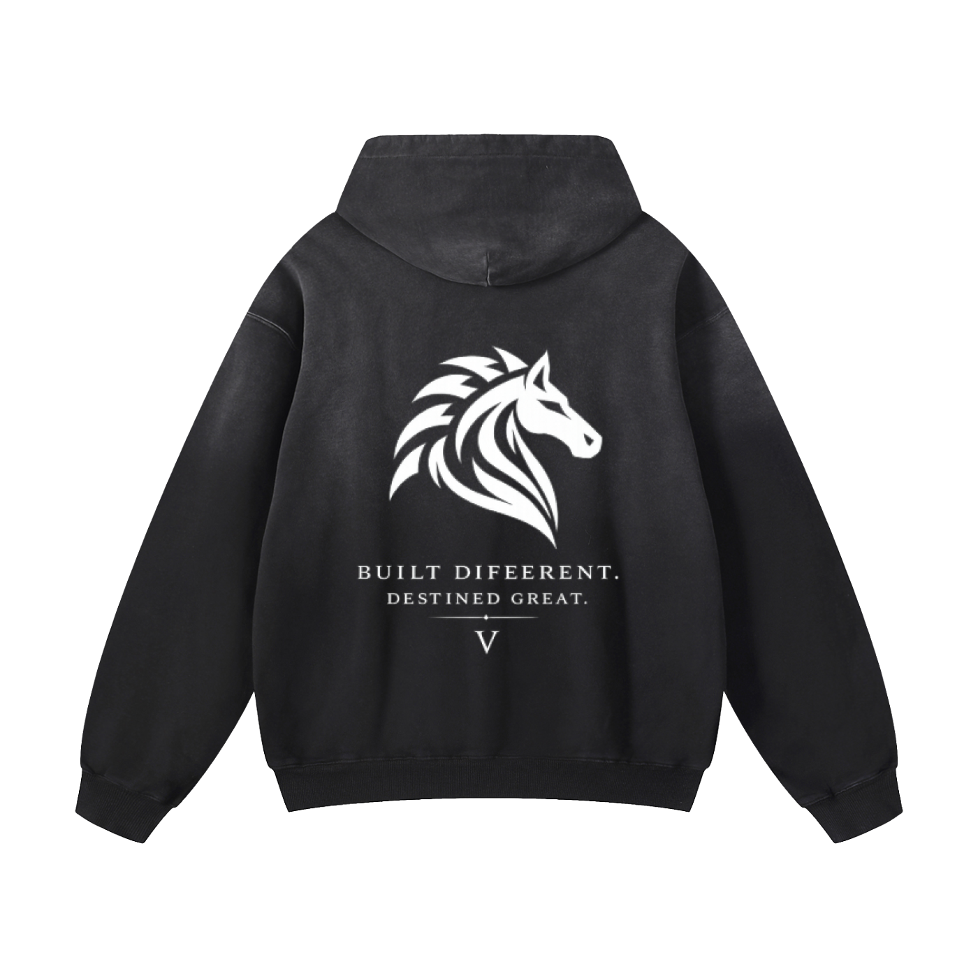 Velini Heavyweight Sunfade Oversized Hoodie - Black