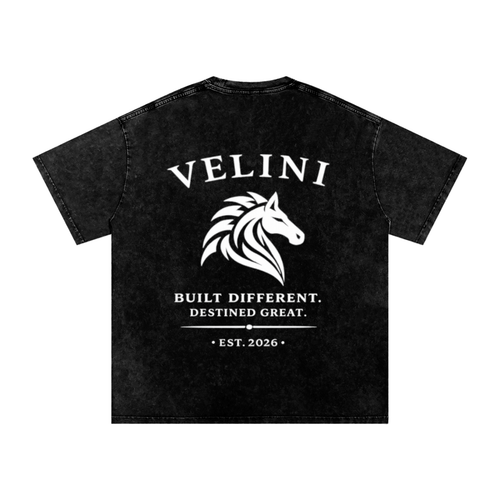Velini Boxy Washed Oversized Cotton Tee - Black
