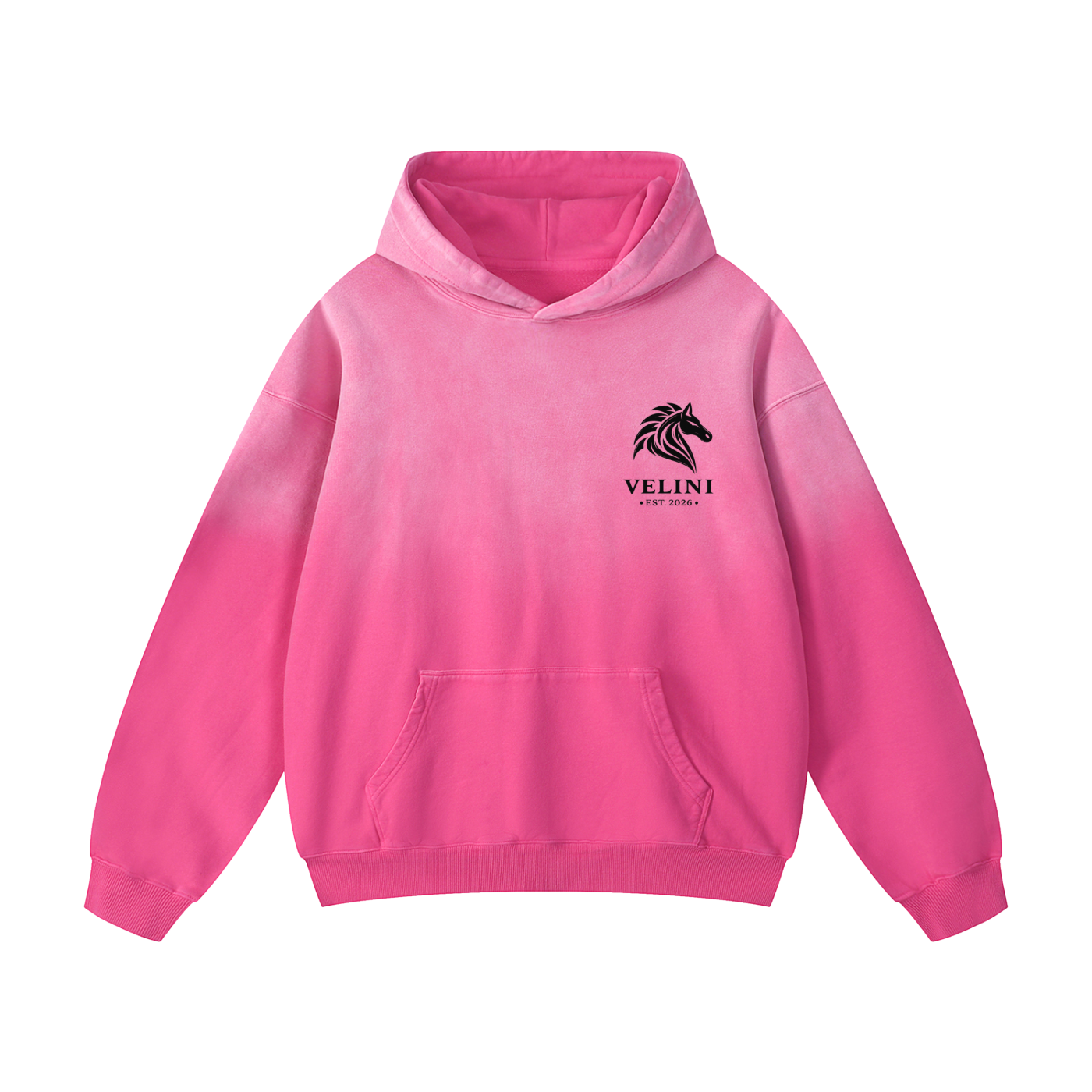 Velini Heavyweight Sunfade Oversized Hoodie - Pink