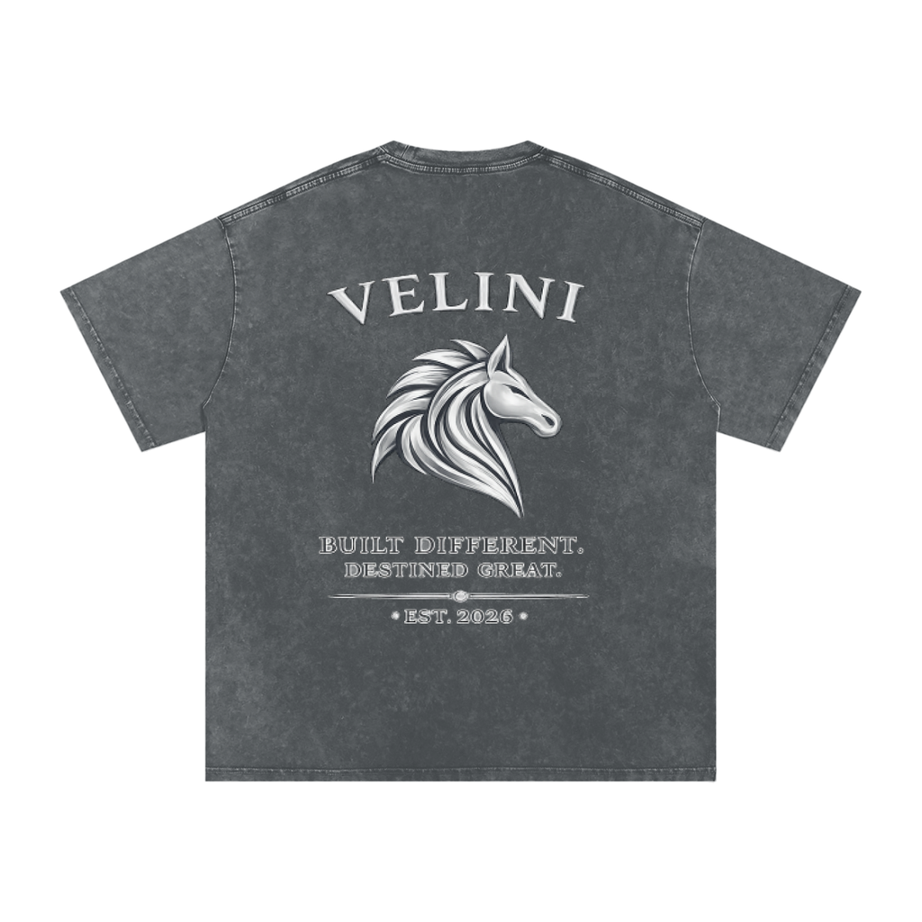 Velini Boxy Washed Oversized Cotton Tee - Dark Grey