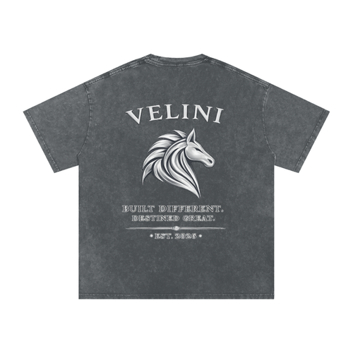 Velini Boxy Washed Oversized Cotton Tee - Dark Grey