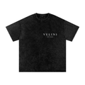 Velini Boxy Washed Oversized Cotton Tee - Black
