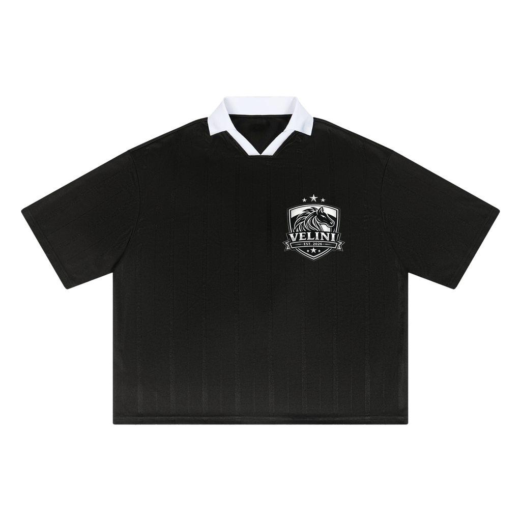 Vellini Striped Boxy Soccer Jersey - Black