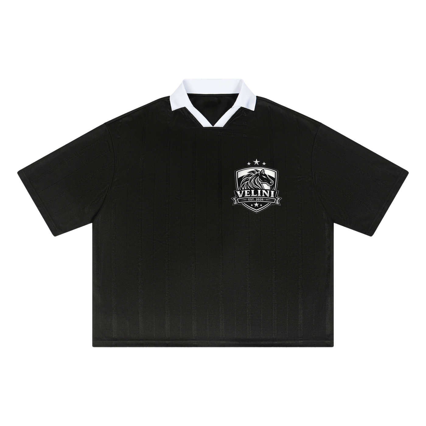 Vellini Striped Boxy Soccer Jersey - Black