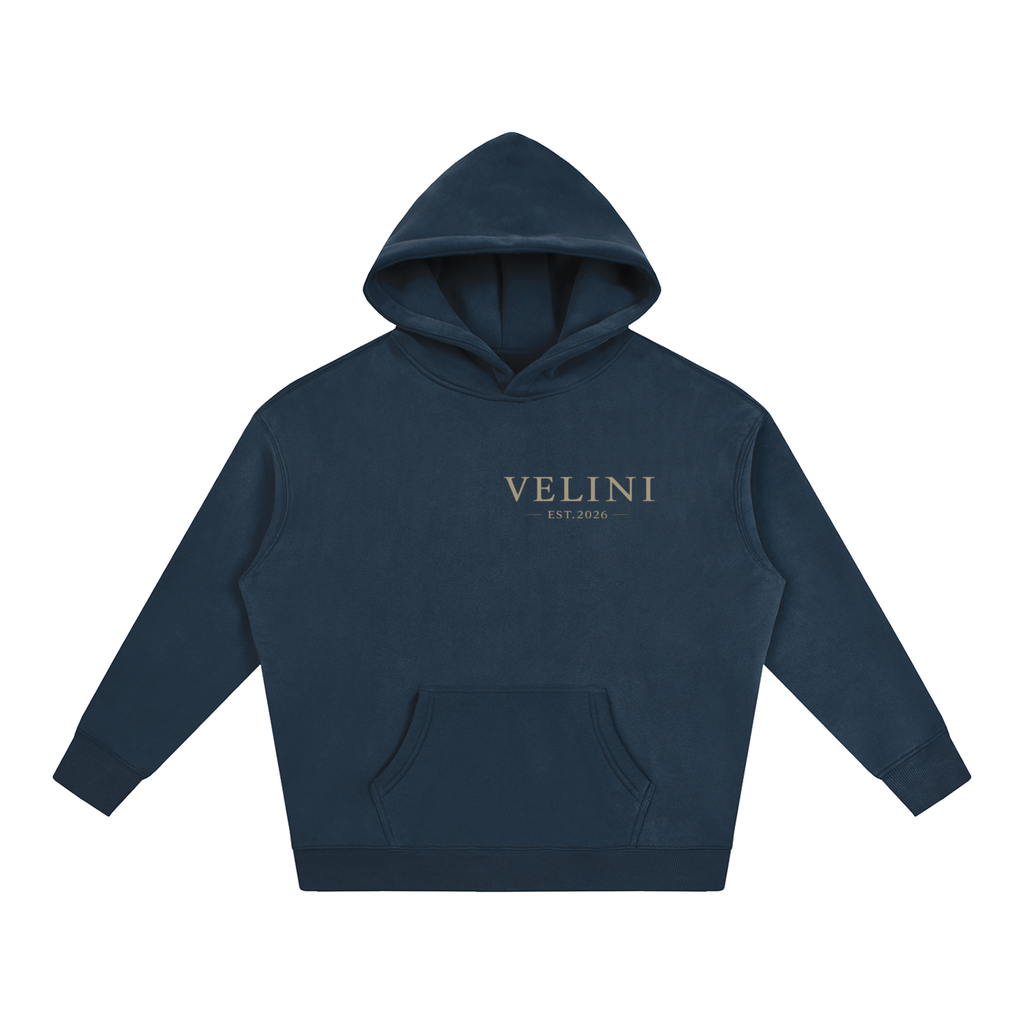 Velini Oversize Fleeced Hoodie - Navy Blue