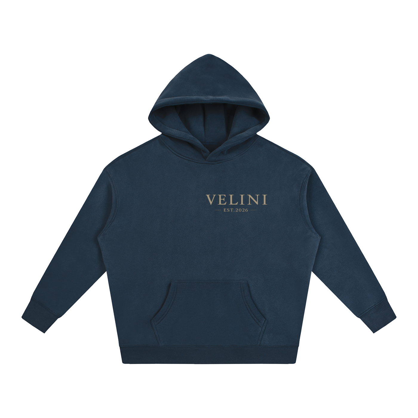 Velini Oversize Fleeced Hoodie - Navy Blue