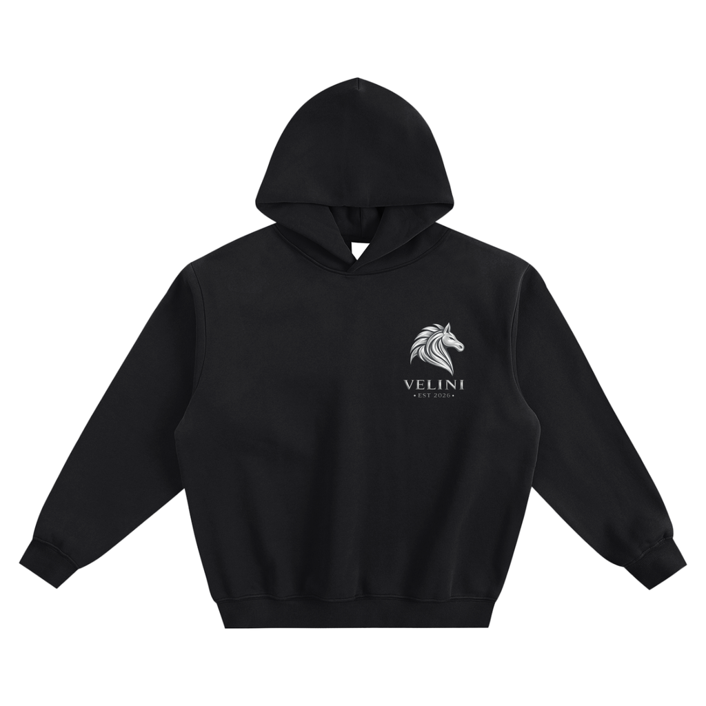 Velini Fleeced Boxy Hoodie - Black