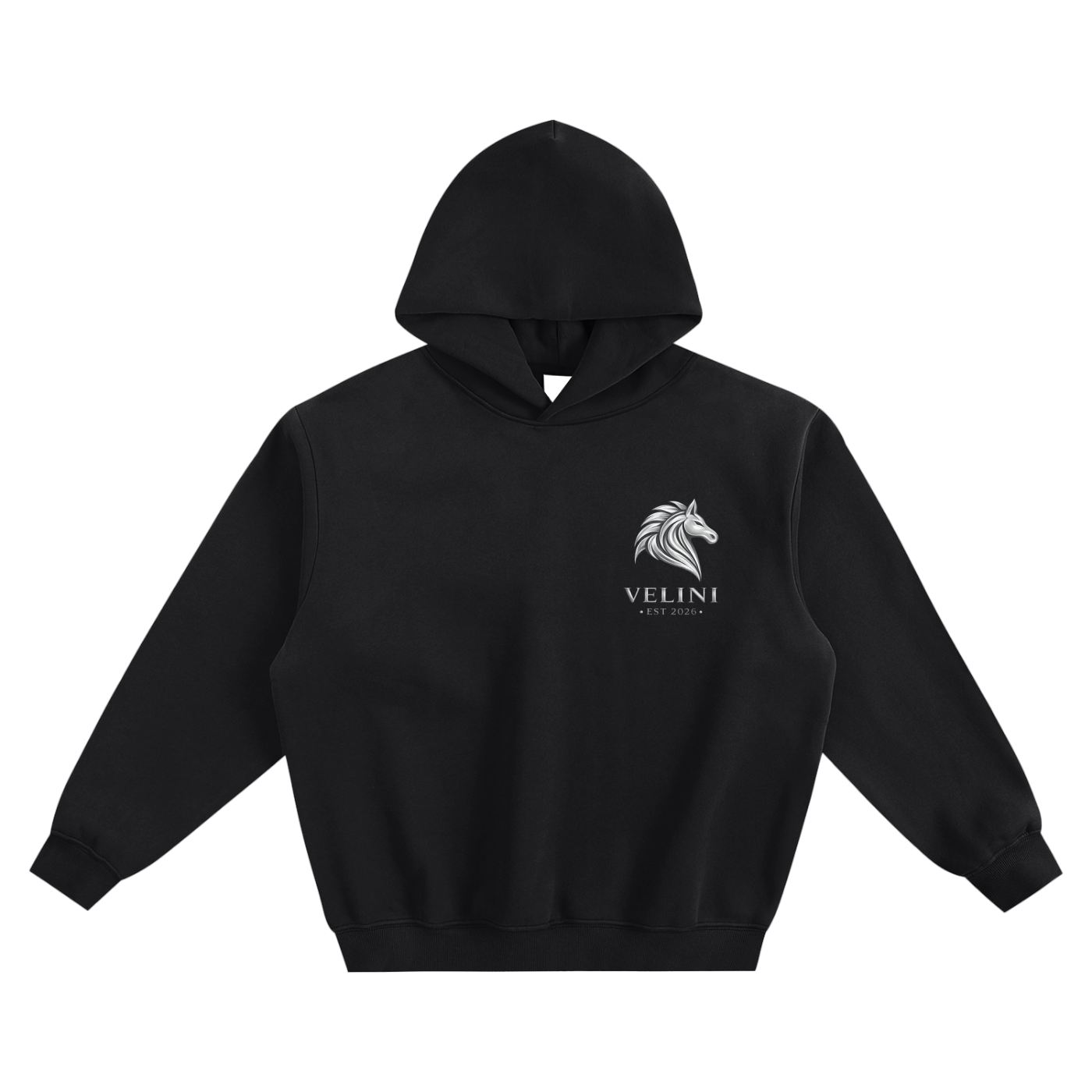 Velini Fleeced Boxy Hoodie - Black